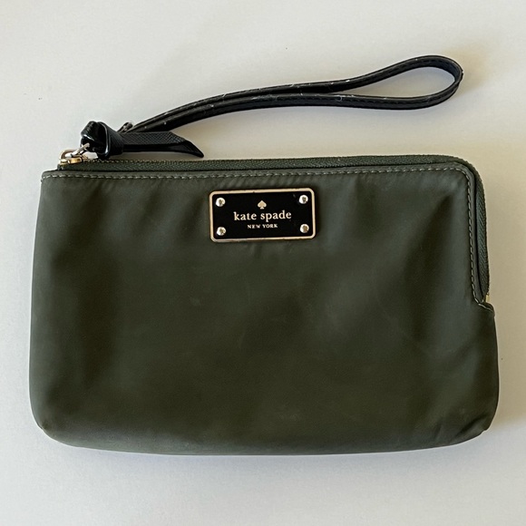 Kate Spade Wilson Road Green Leoni Wristlet Double Zipper
